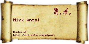 Mirk Antal névjegykártya